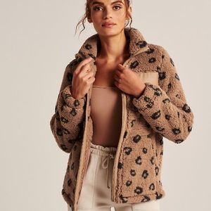 Abercrombie Sherpa Jacket in leopard size Large